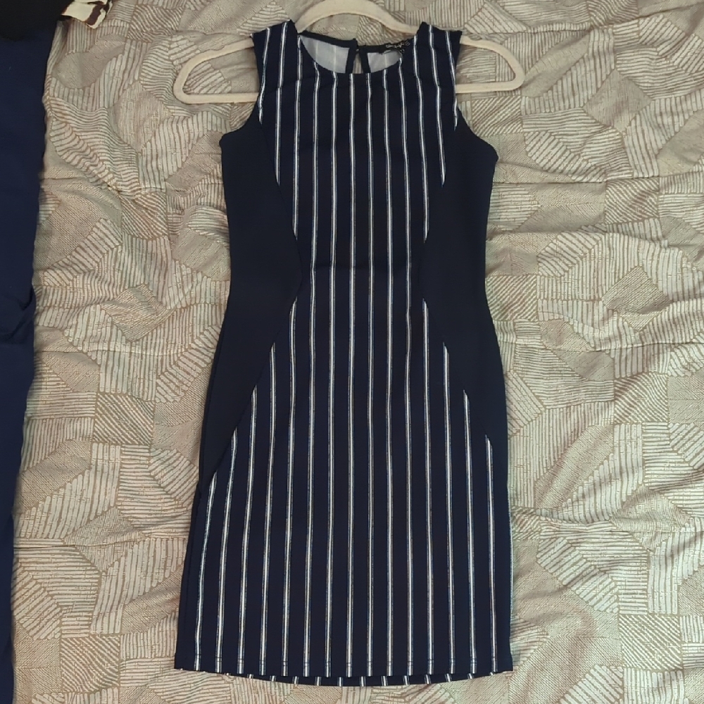 Must Have Navy and White Striped Midi Dress